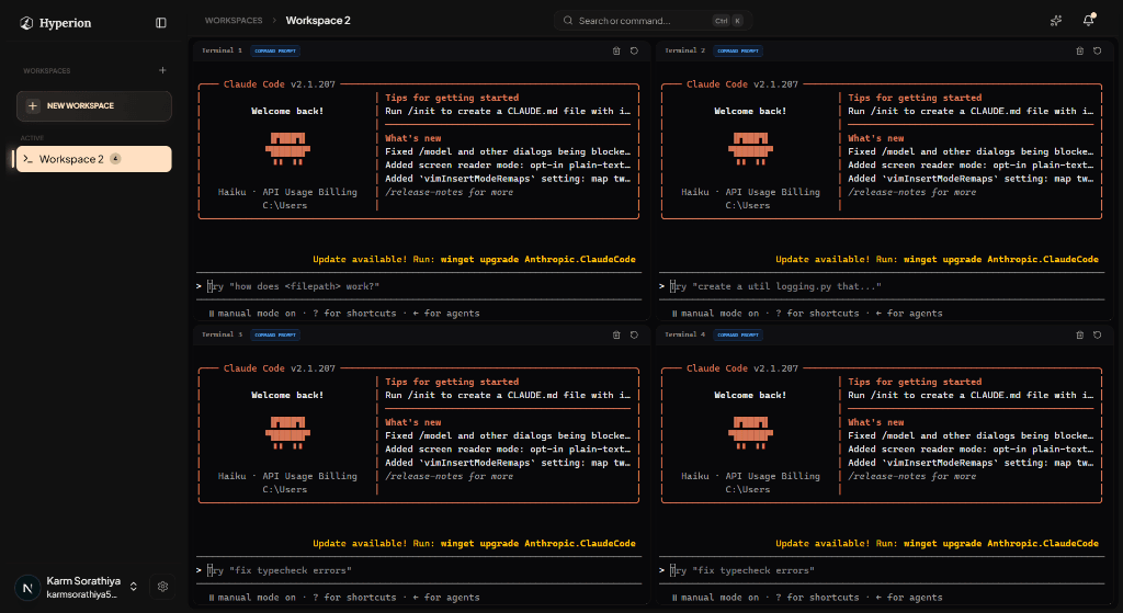 Hyperion workspace screenshot